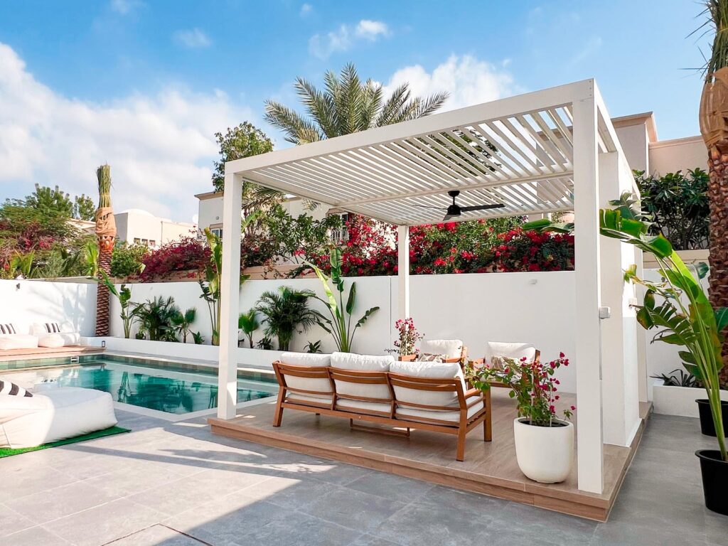 backyard pergola installation in dubai villa