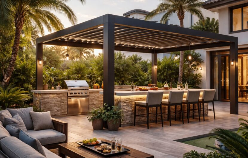 barbeque-counter-with-pergola-in-modern-dubai-villa-outdoor-space